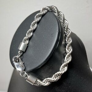 Vintage Silver-tone Rope Chain Bracelet. Substantial
